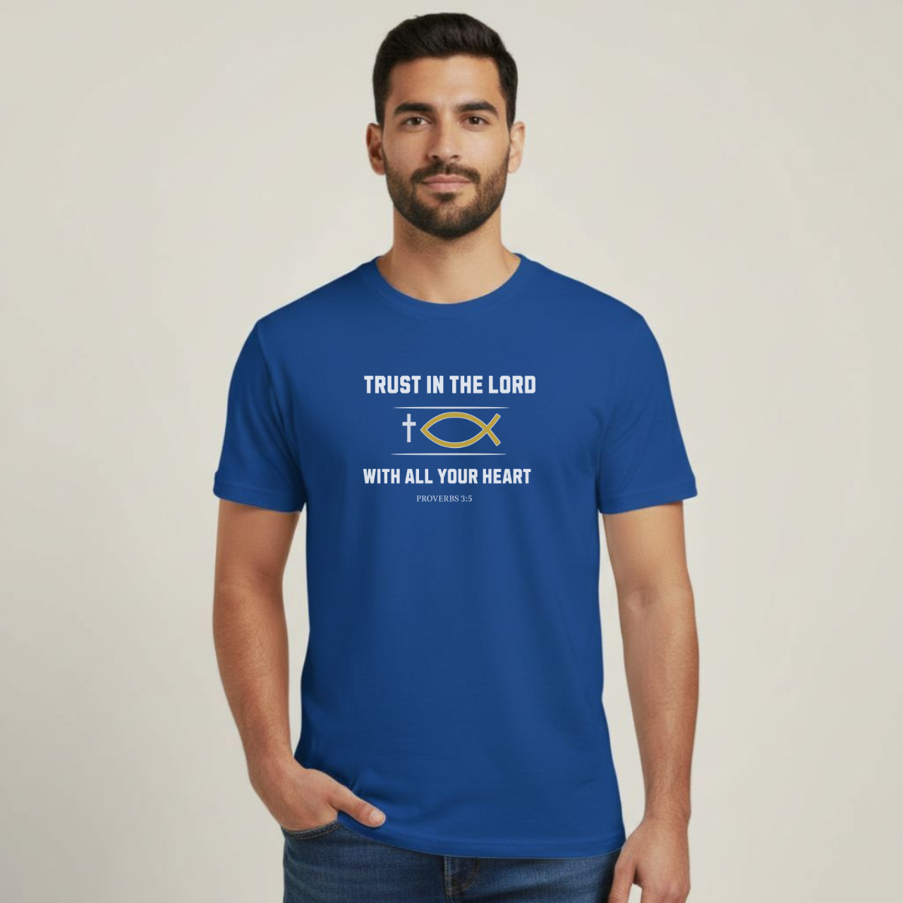 Trust in the Lord T-Shirt • Proverbs 3:5 Bible Verse Tee • Men’s Christian Shirt • Gildan 64000 Softstyle Faith Shirt
