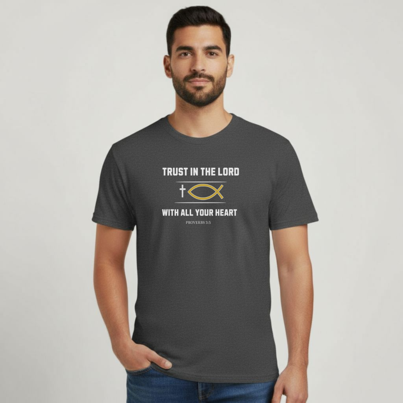 Trust in the Lord T-Shirt • Proverbs 3:5 Bible Verse Tee • Men’s Christian Shirt • Gildan 64000 Softstyle Faith Shirt
