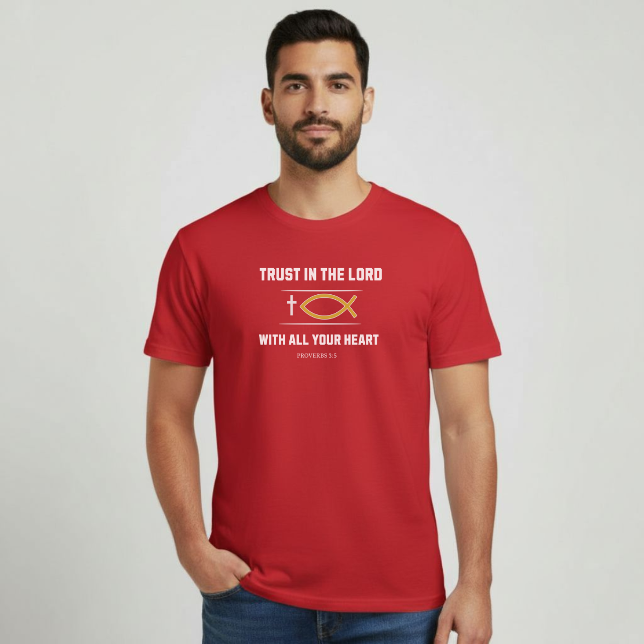 Trust in the Lord T-Shirt • Proverbs 3:5 Bible Verse Tee • Men’s Christian Shirt • Gildan 64000 Softstyle Faith Shirt