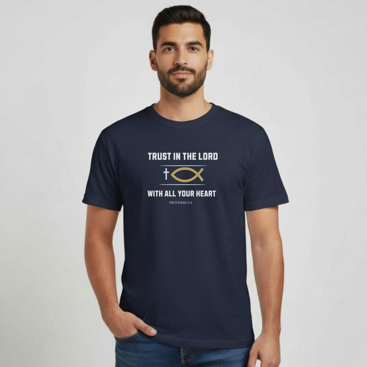 Trust in the Lord T-Shirt • Proverbs 3:5 Bible Verse Tee • Men’s Christian Shirt • Gildan 64000 Softstyle Faith Shirt
