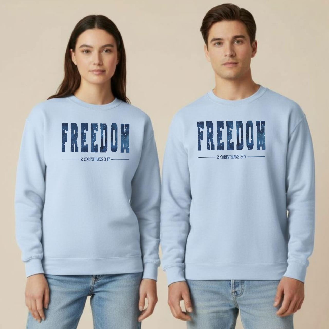 Freedom Christian Sweatshirt • 2 Corinthians 3:17 Bible Verse Crewneck • Gildan 18000 Unisex Faith Apparel