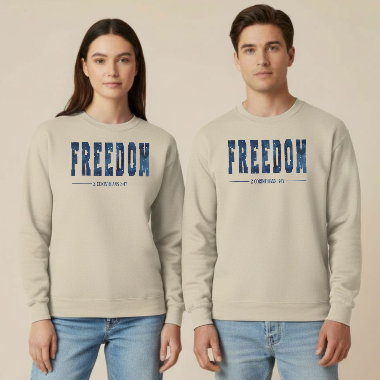 Freedom Christian Sweatshirt • 2 Corinthians 3:17 Bible Verse Crewneck • Gildan 18000 Unisex Faith Apparel