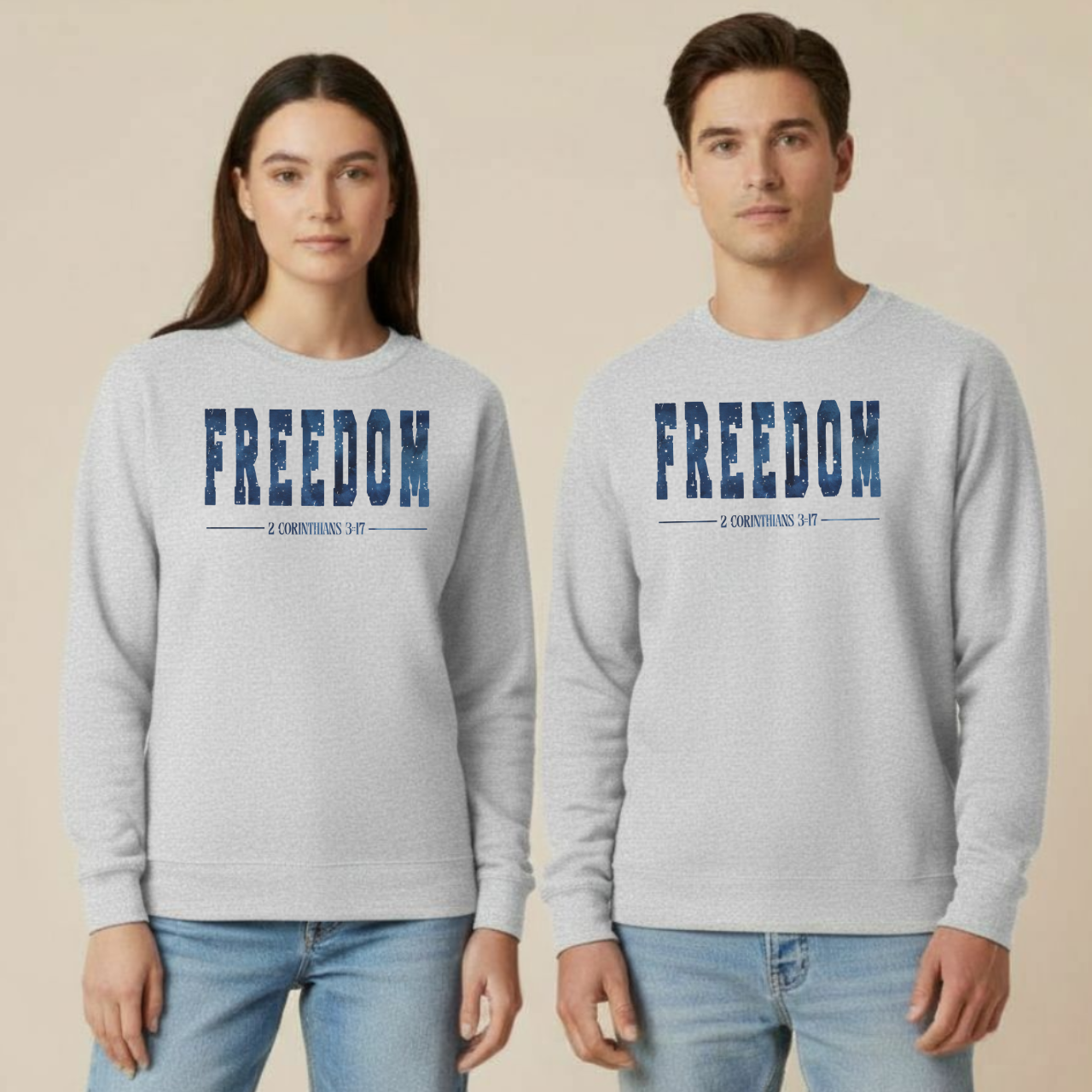 Freedom Christian Sweatshirt • 2 Corinthians 3:17 Bible Verse Crewneck • Gildan 18000 Unisex Faith Apparel
