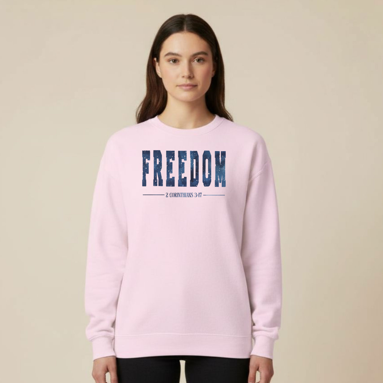 Freedom Christian Sweatshirt • 2 Corinthians 3:17 Bible Verse Crewneck • Gildan 18000 Unisex Faith Apparel