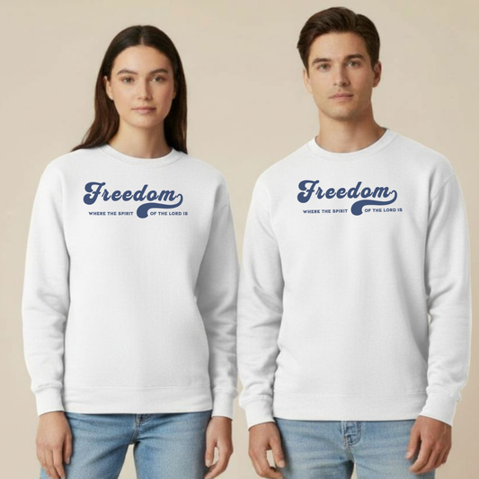 Freedom Christian Sweatshirt • 2 Corinthians 3:17 Bible Verse Crewneck • Unisex Gildan 18000 Faith Pullover