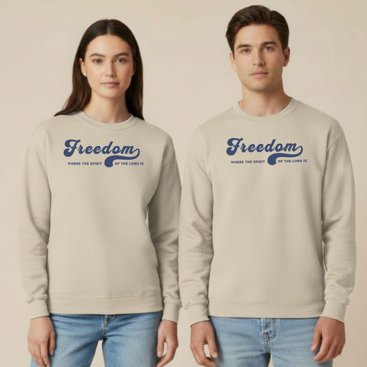 Freedom Christian Sweatshirt • 2 Corinthians 3:17 Bible Verse Crewneck • Unisex Gildan 18000 Faith Pullover
