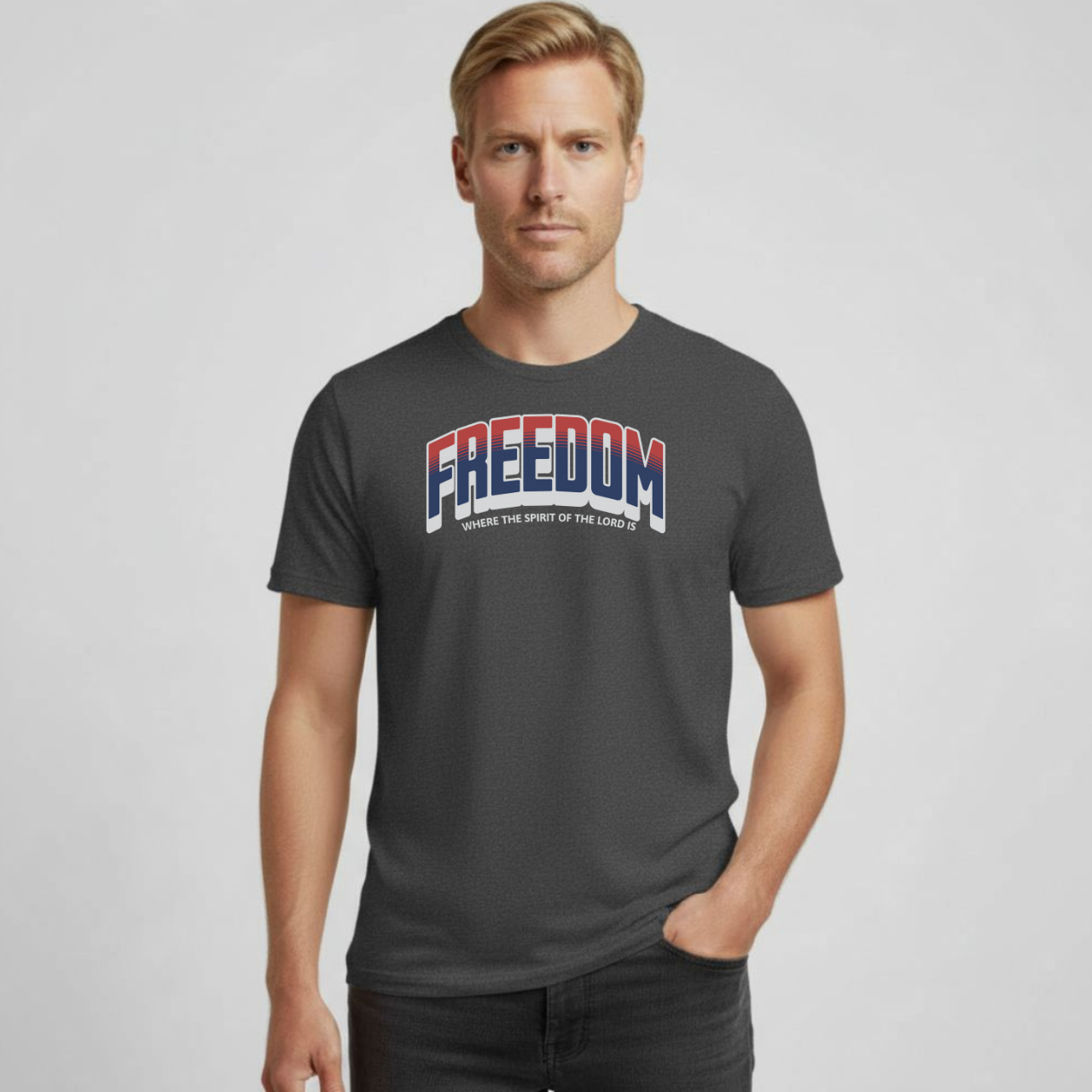 FREEDOM – 2 Corinthians 3:17 Bible Verse Christian T-Shirt | Red, White & Blue Faith Tee | Patriotic Scripture Shirt for Men & Women
