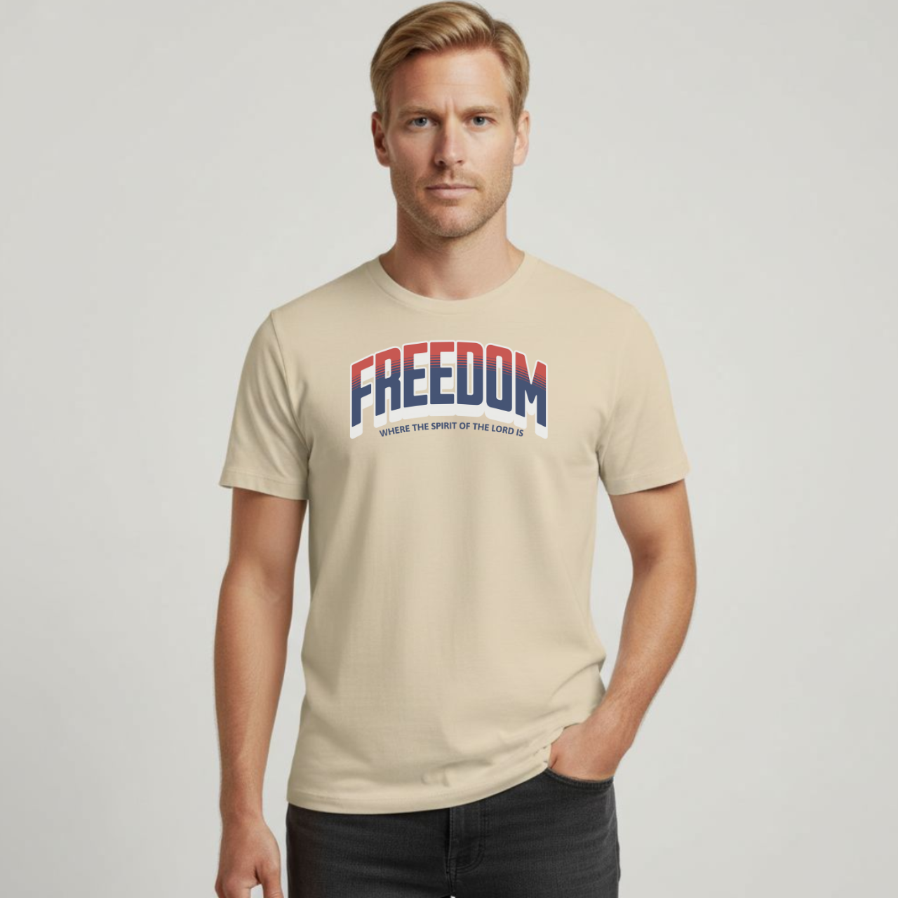 FREEDOM – 2 Corinthians 3:17 Bible Verse Christian T-Shirt | Red, White & Blue Faith Tee | Patriotic Scripture Shirt for Men & Women