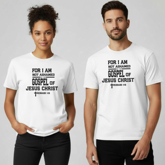 For I Am Not Ashamed of the Gospel T-Shirt • Romans 1:16 Bible Verse Tee • Comfort Colors 1717 Christian Shirt