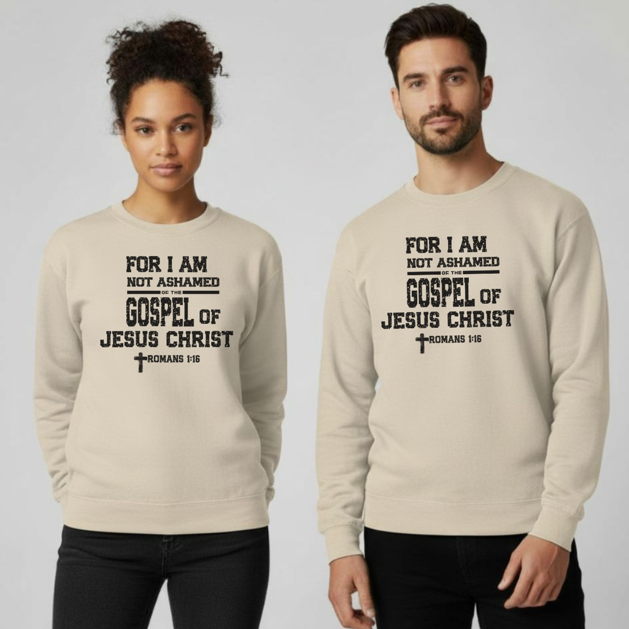For I Am Not Ashamed of the Gospel of Jesus Christ Christian Sweatshirt • Romans 1:16 Bible Verse Crewneck • Unisex Gildan 18000 Faith Pullover