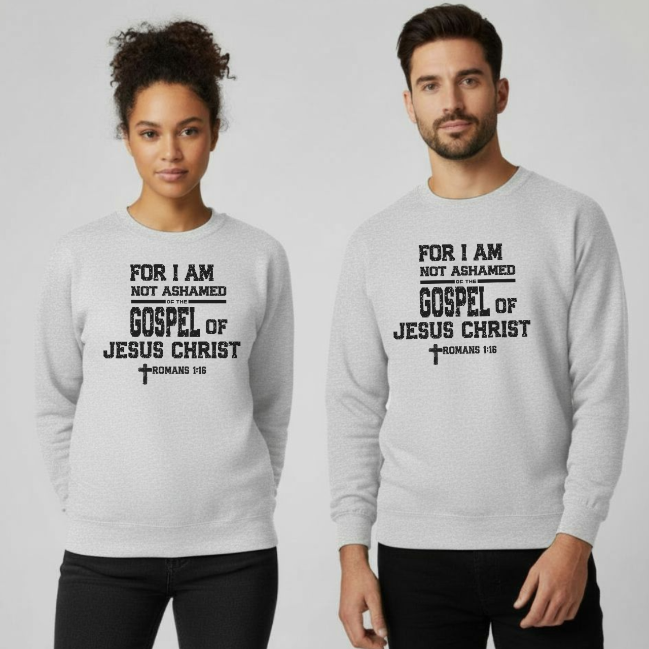 For I Am Not Ashamed of the Gospel of Jesus Christ Christian Sweatshirt • Romans 1:16 Bible Verse Crewneck • Unisex Gildan 18000 Faith Pullover