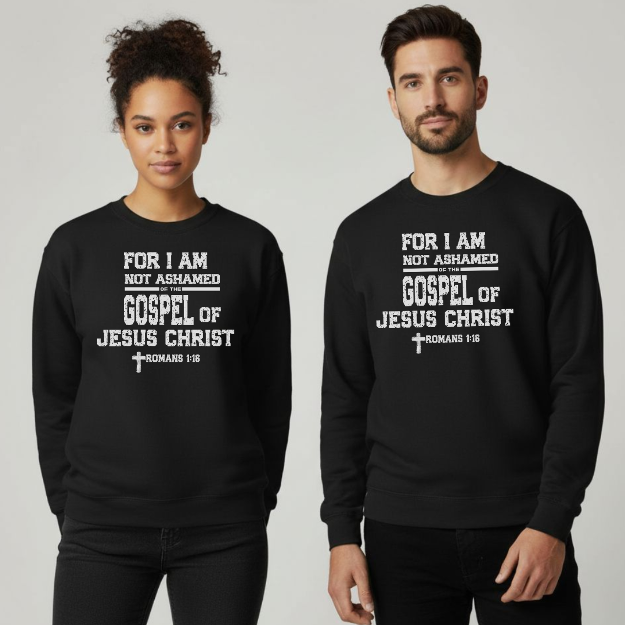 For I Am Not Ashamed of the Gospel of Jesus Christ Christian Sweatshirt • Romans 1:16 Bible Verse Crewneck • Unisex Gildan 18000 Faith Pullover