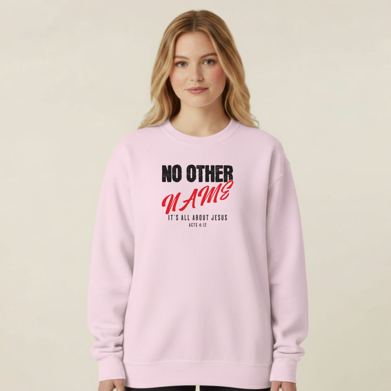 No Other Name Christian Sweatshirt • Acts 4:12 Bible Verse Crewneck • Gildan 18000 Unisex Faith Apparel