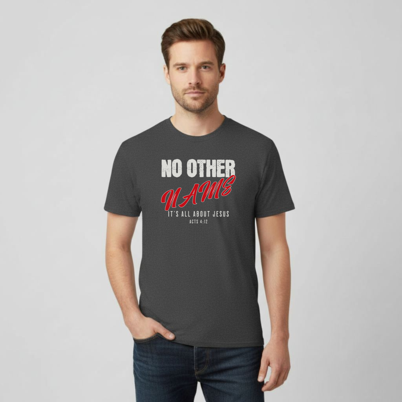No Other Name T-Shirt • Acts 4:12 Bible Verse Tee • Gildan 64000 Christian Shirt