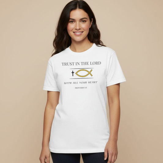 Trust in the Lord T-Shirt • Proverbs 3:5 Bible Verse Tee • Christian Women’s Faith Shirt • Comfort Colors 1717 Garment-Dyed Tee