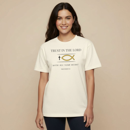 Trust in the Lord T-Shirt • Proverbs 3:5 Bible Verse Tee • Christian Women’s Faith Shirt • Comfort Colors 1717 Garment-Dyed Tee