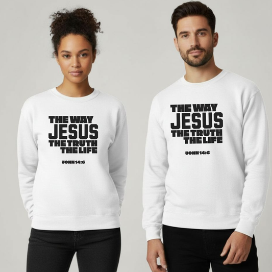 The Way The Truth The Life Sweatshirt • John 14:6 Bible Verse Crewneck • Christian Faith Shirt • Gildan 18000 Unisex Pullover