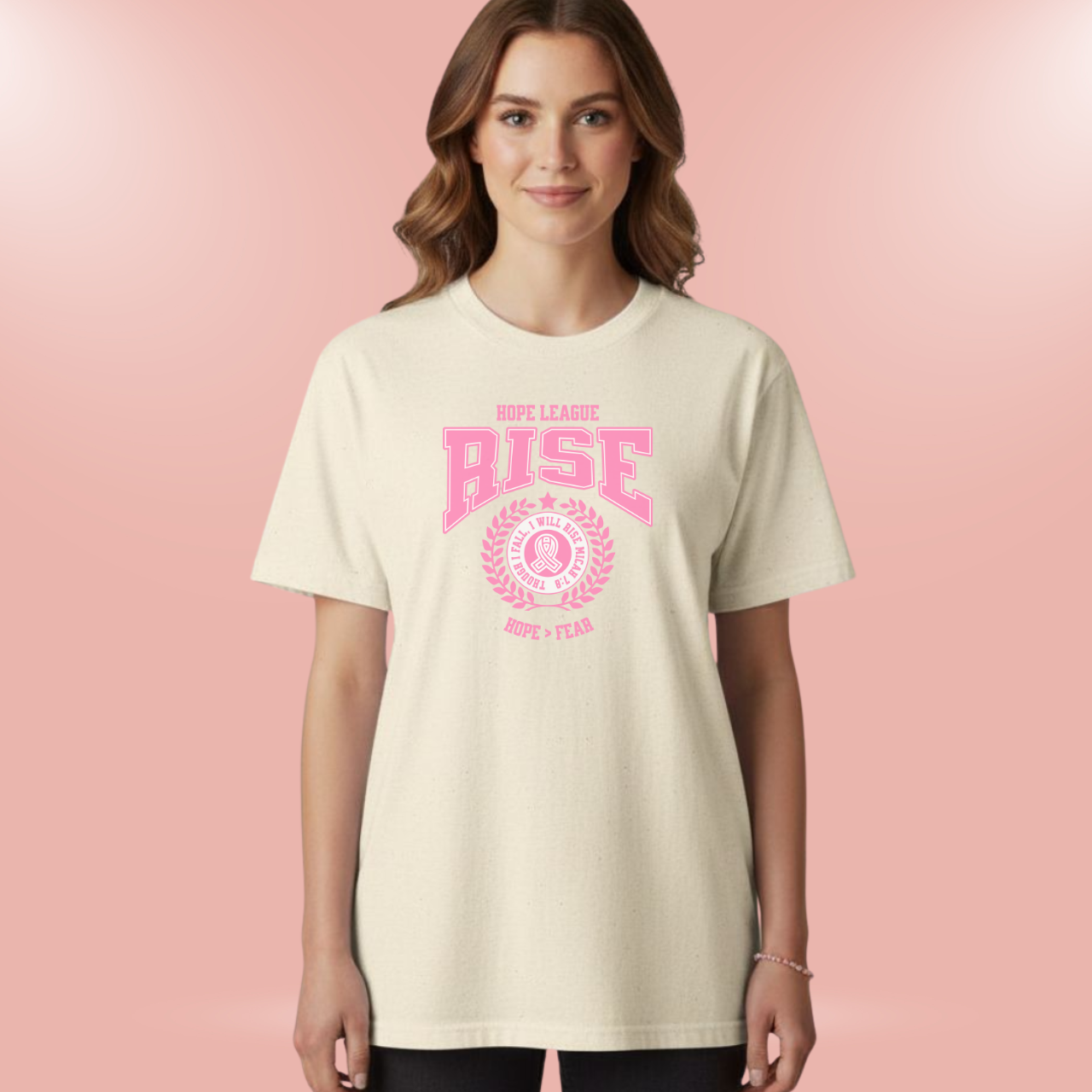 Hope League – Rise Comfort Colors 1717 Christian T-Shirt • Micah 7:8 Bible Verse Tee • Breast Cancer Awareness Faith Shirt for Women