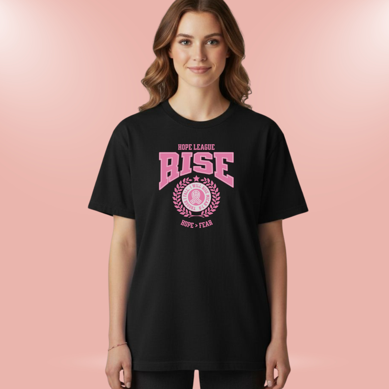 Hope League – Rise Comfort Colors 1717 Christian T-Shirt • Micah 7:8 Bible Verse Tee • Breast Cancer Awareness Faith Shirt for Women