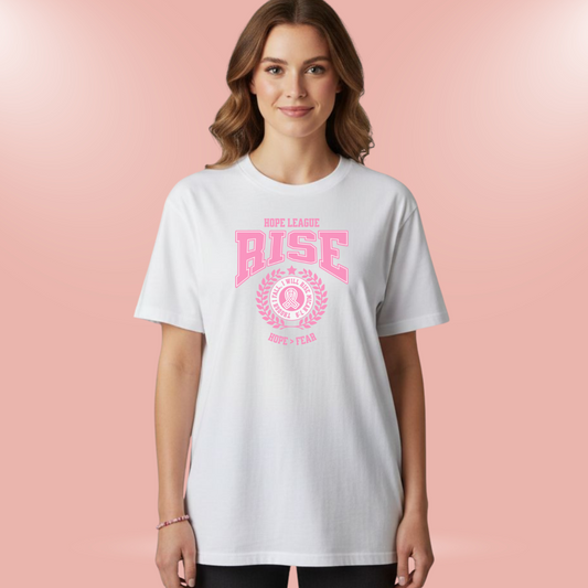 Hope League – Rise Comfort Colors 1717 Christian T-Shirt • Micah 7:8 Bible Verse Tee • Breast Cancer Awareness Faith Shirt for Women