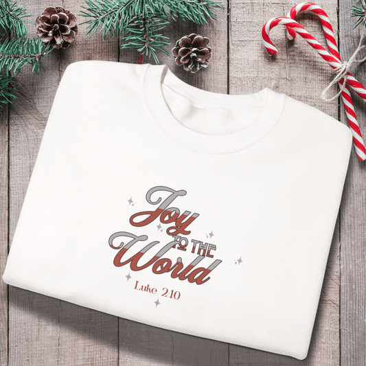 Joy to the World Sweatshirt | Luke 2:10 Bible Verse Christmas Sweater | Christian Holiday Faith Crewneck | Gildan 18000