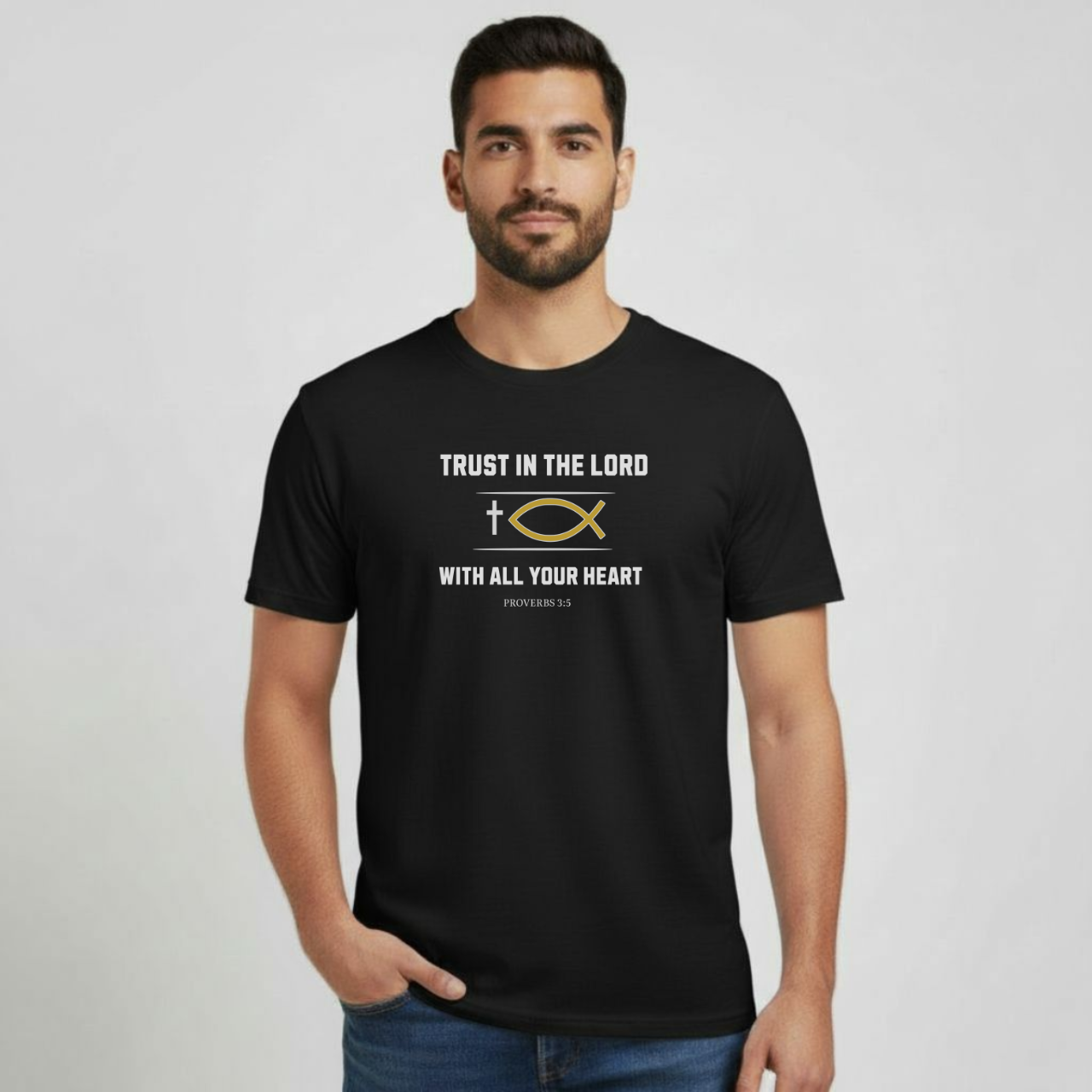 Trust in the Lord T-Shirt • Proverbs 3:5 Bible Verse Tee • Men’s Christian Shirt • Gildan 64000 Softstyle Faith Shirt