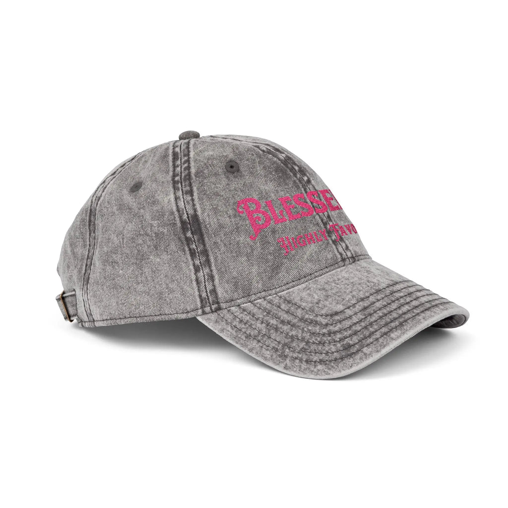 Blessed Highly Favored Luke 1:28 Vintage Cap | Washed Cotton Adjustable Hat Goshen & Selah Co