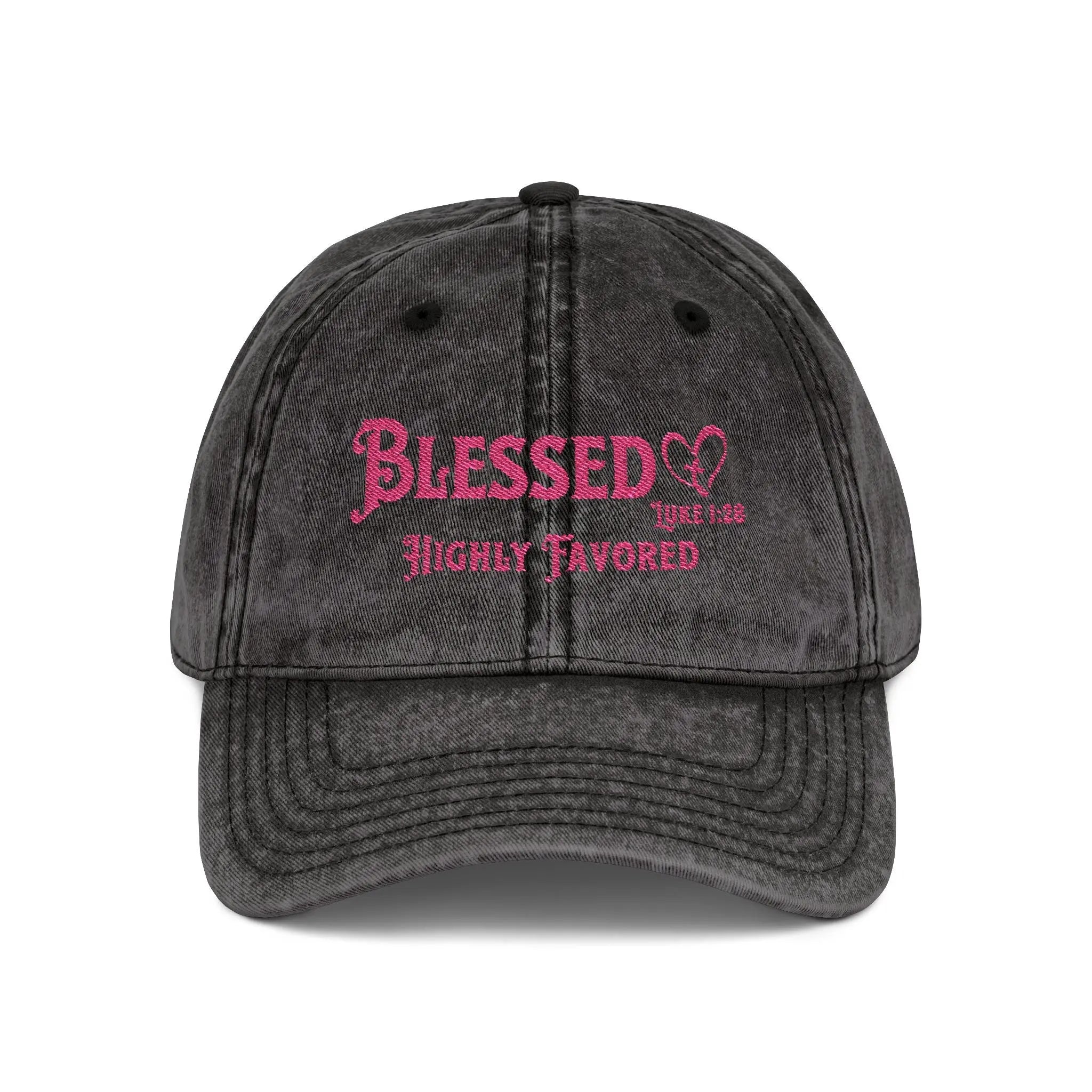 Blessed Highly Favored Luke 1:28 Vintage Cap | Washed Cotton Adjustable Hat Goshen & Selah Co