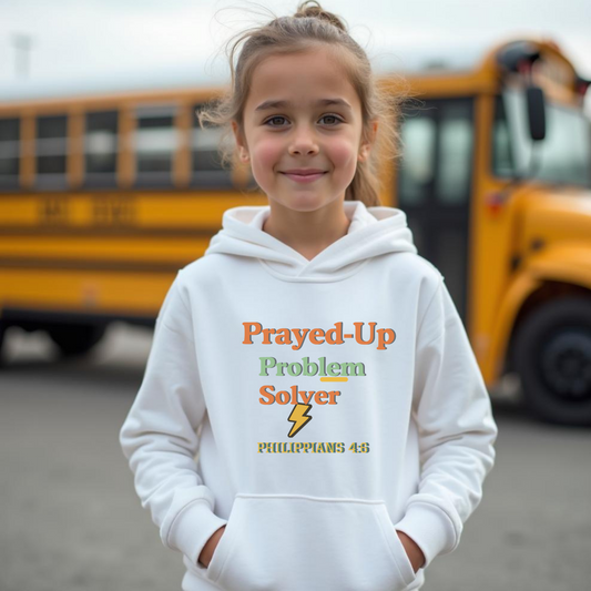 Prayed-Up Problem Solver Youth Hooded Sweatshirt – Bubble Retro Design – Bible Verse Philippians 4:6 Christian Back-to-School Hoodie