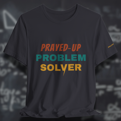 Prayed-Up Problem Solver (Philippians 4:6 Bible Verse on Sleeve) Christian Tee — Varsity Lightning | Bella+Canvas 3001