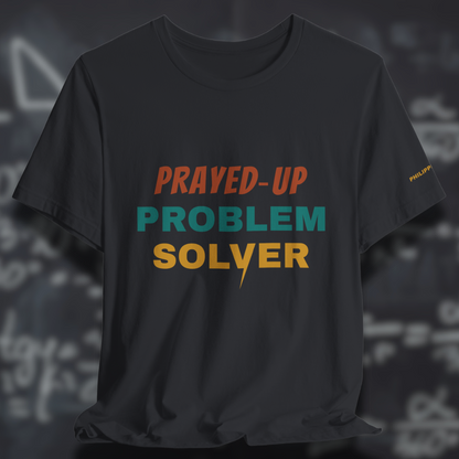 Prayed-Up Problem Solver (Philippians 4:6 Bible Verse on Sleeve) Christian Tee — Varsity Lightning | Bella+Canvas 3001