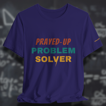 Prayed-Up Problem Solver (Philippians 4:6 Bible Verse on Sleeve) Christian Tee — Varsity Lightning | Bella+Canvas 3001