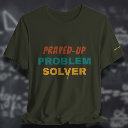 Prayed-Up Problem Solver (Philippians 4:6 Bible Verse on Sleeve) Christian Tee — Varsity Lightning | Bella+Canvas 3001