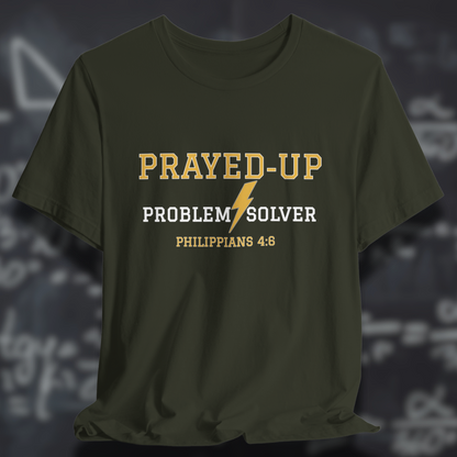 Prayed-Up Problem Solver Philippians 4:6 Bible Verse Christian Tee  — Back-to-School Lightning Bolt