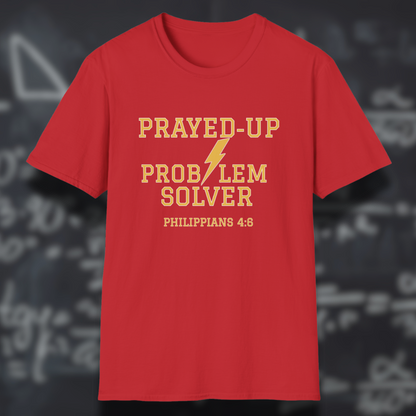 Prayed-Up Problem Solver (Stacked) Bible Verse (Philippians 4:6)- Varsity Christian Tee — Back-to-School