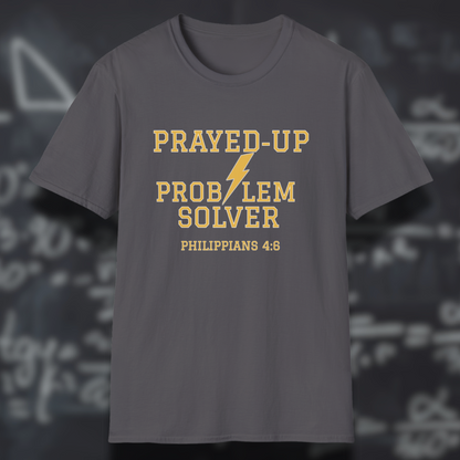Prayed-Up Problem Solver (Stacked) Bible Verse (Philippians 4:6)- Varsity Christian Tee — Back-to-School