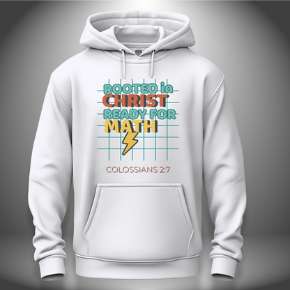 Rooted in Christ – Ready for Math Youth Hooded Sweatshirt – Bible Verse Colossians 2:7 Christian Back-to-School Hoodie