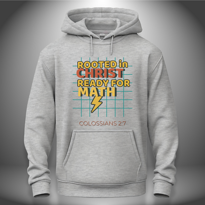 Rooted in Christ – Ready for Math Youth Hooded Sweatshirt – Bible Verse Colossians 2:7 Christian Back-to-School Hoodie