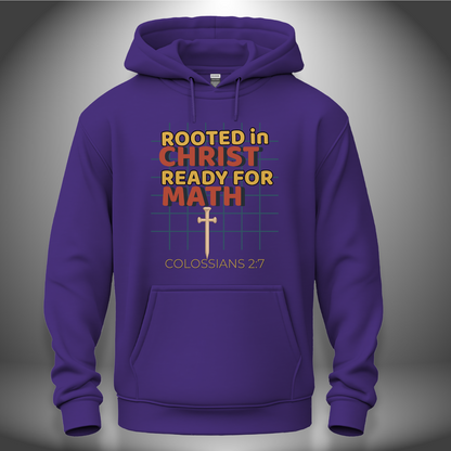 Rooted in Christ – Ready for Math Youth Hooded Sweatshirt – Bible Verse Colossians 2:7 Christian Back-to-School Hoodie