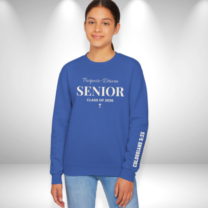Purpose-Driven Senior – Class of 2026 W Bible Verse (Colossians 3:23) Christain Crewneck Sweatshirt