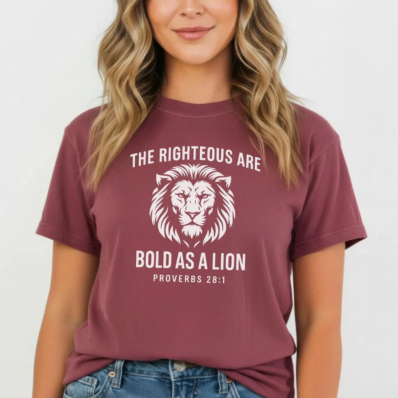 The Righteous are Bold as a Lion T-Shirt | Unisex Faith Comfort Colors Tee Goshen & Selah Co