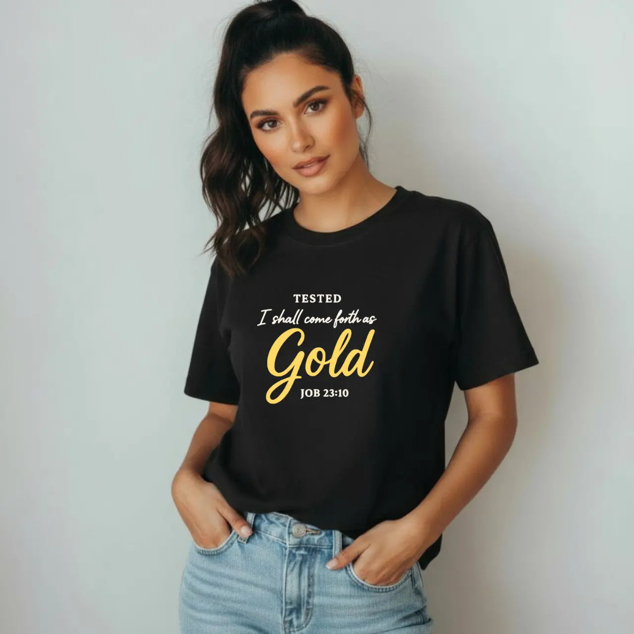 Tested I Shall Come Forth As Gold T-Shirt | Comfort Colors Tee Goshen & Selah Co