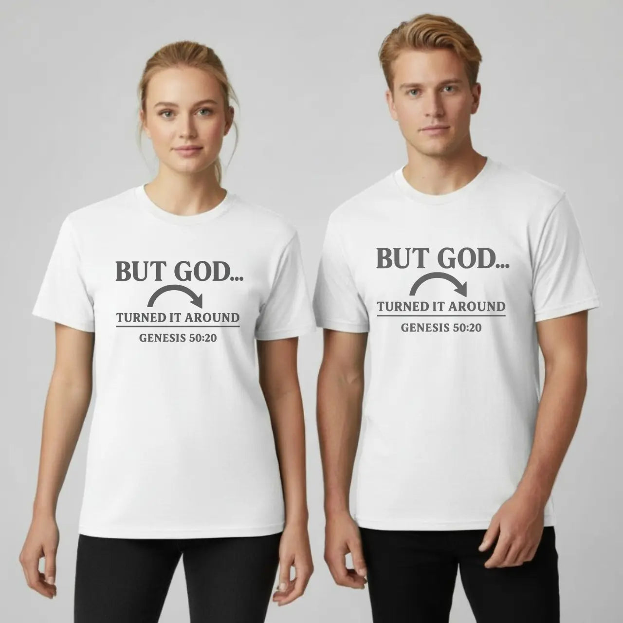 But God Turned It Around T-Shirt | Unisex Faith Tee Goshen & Selah Co