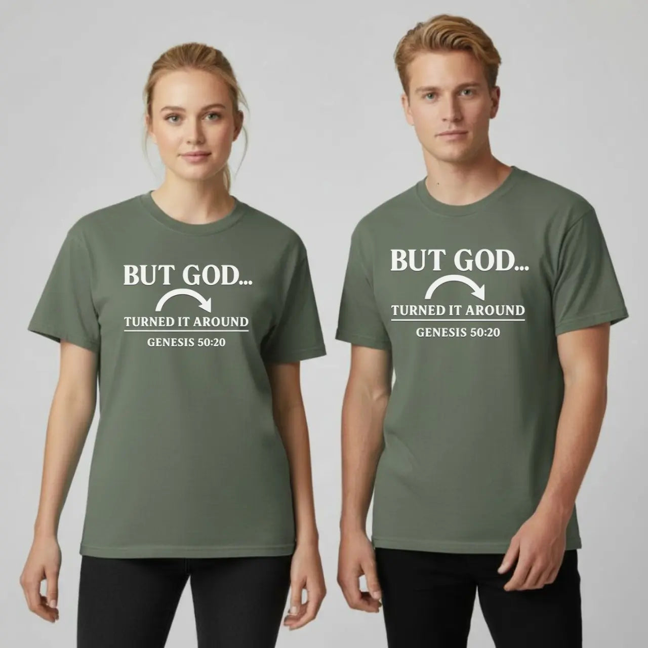 But God Turned It Around T-Shirt | Unisex Faith Tee Goshen & Selah Co