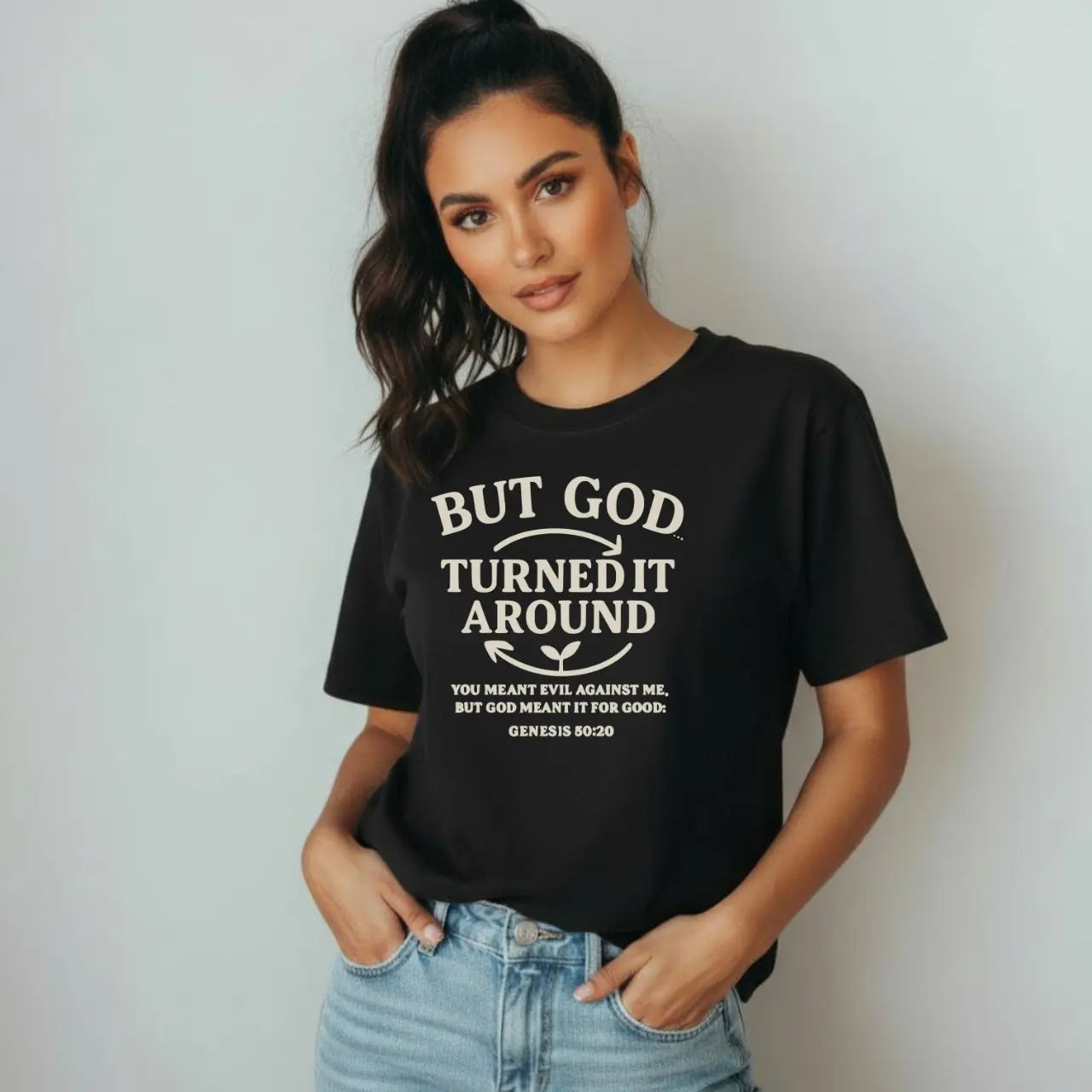 But God Turned It Around T-Shirt | Faith Comfort Colors Tee Goshen & Selah Co