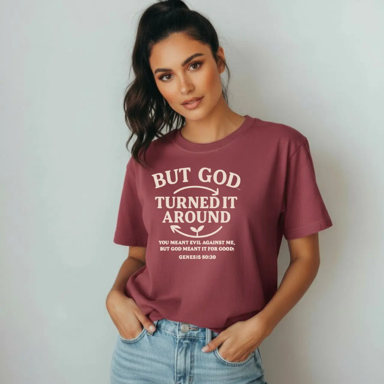 But God Turned It Around T-Shirt | Faith Comfort Colors Tee Goshen & Selah Co