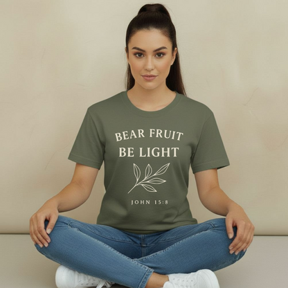 Bear Fruit Be Light Christian T-Shirt • John 15:8 Bible Verse • Faith & Discipleship Tee | Comfort Colors 1717 Garment-Dyed