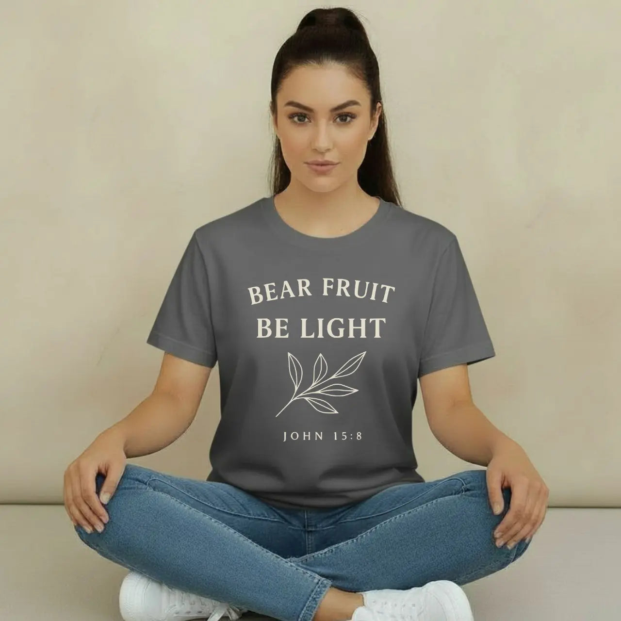 Bear Fruit Be Light T-Shirt | Faith Comfort Colors Tee Goshen & Selah Co