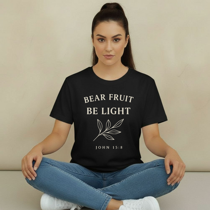 Bear Fruit Be Light Christian T-Shirt • John 15:8 Bible Verse • Faith & Discipleship Tee | Comfort Colors 1717 Garment-Dyed