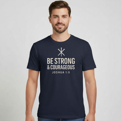 Be Strong & Courageous Christian T-Shirt • Joshua 1:9 Bible Verse • Bold Faith Tee | Gildan 64000 Unisex Softstyle
